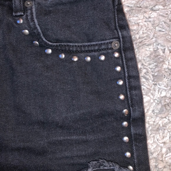 SUBDUED vintage crop black denim shorts with studs - Picture 4 of 5